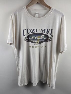 Vtg Cozumel Mexico T Shirt Mens XL White Short Sleeve Graphic Print